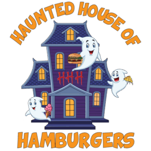 Logo for Haunted House of Hamburgers spooky restaurant