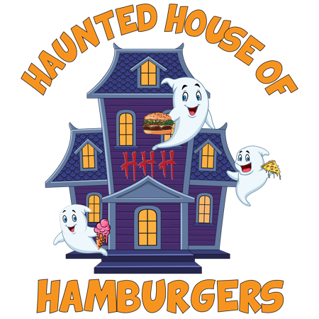 Logo for Haunted House of Hamburgers spooky restaurant