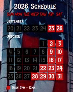 ScreamRidge Kentucky Haunted House 2026 Calendar